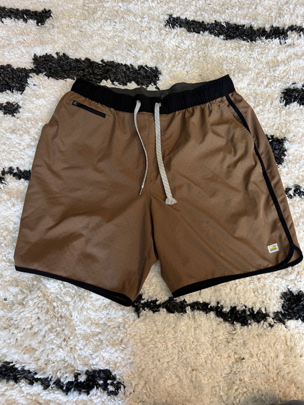Vuori the rise and shine Brown Athletic Shorts with Black Trim